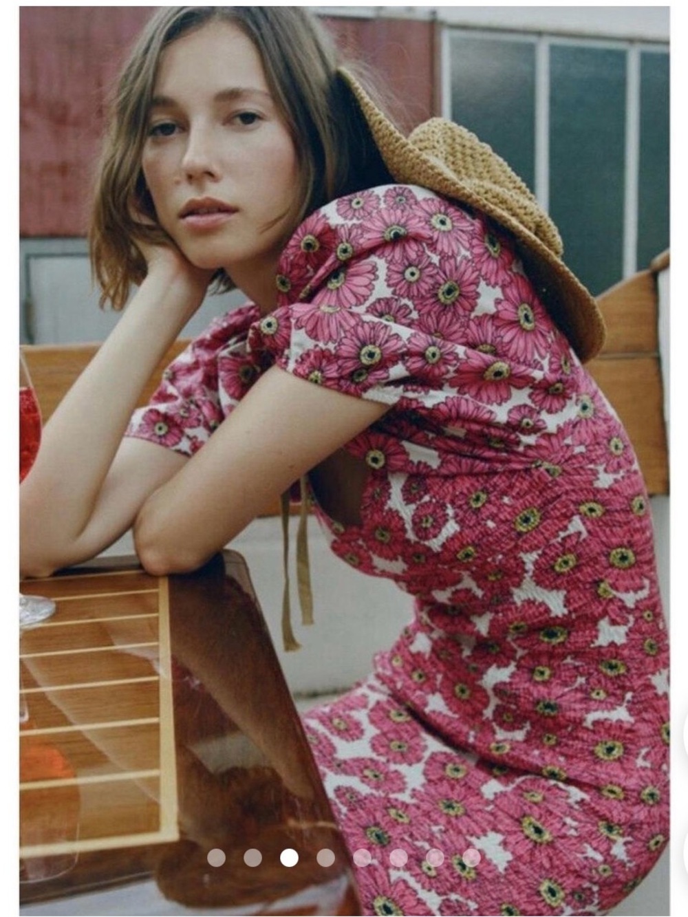 Zara Pink Floral Mini Dress with Puff Sleeves